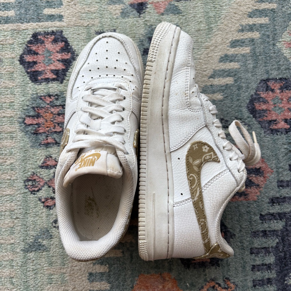 Nike Air Force Ones - green paisley check size 6.5